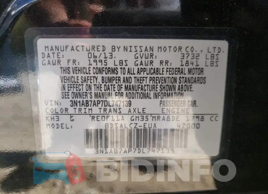 3N1AB7AP7DL747139 Photo# 10