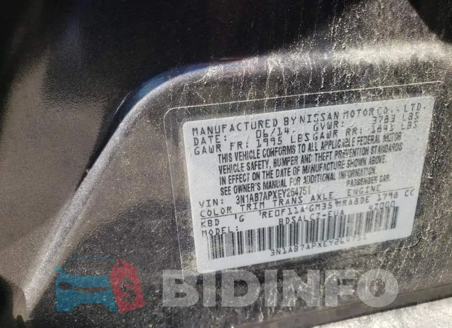 3N1AB7APXEY264751 Photo# 10
