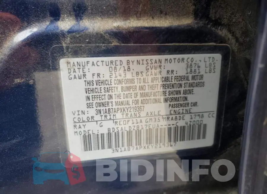 3N1AB7APXKY219367 Photo# 10