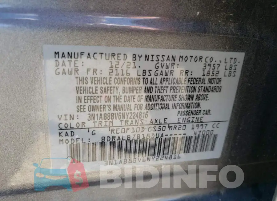 3N1AB8BV6NY224816 Photo# 10