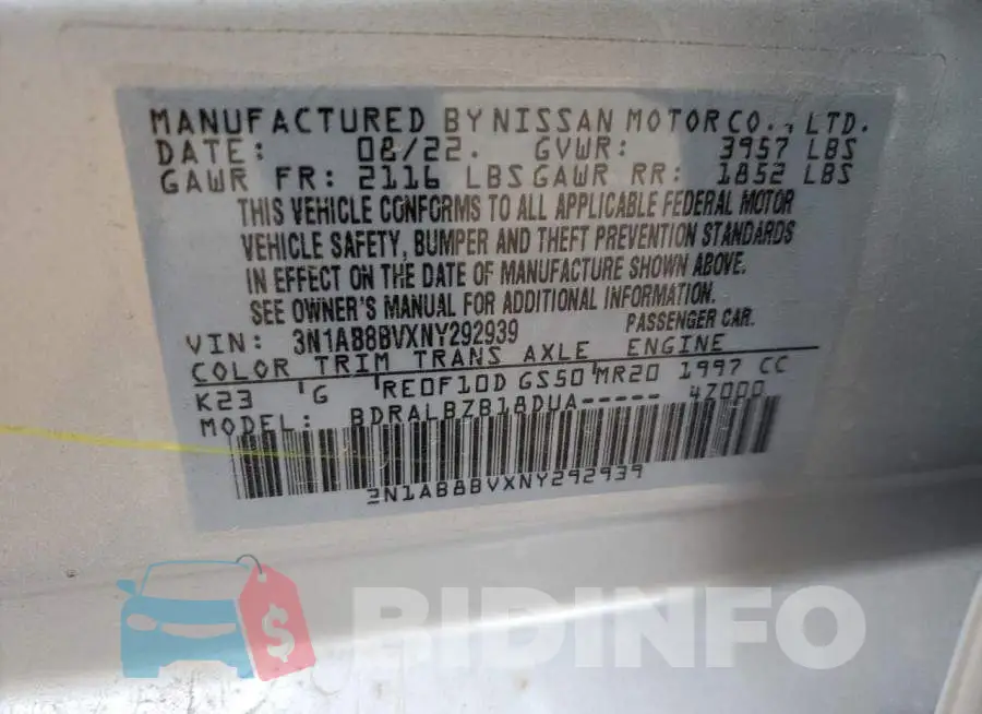 3N1AB8BVXNY292939 Photo# 13