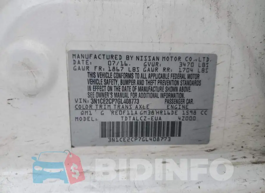 3N1CE2CP7GL408773 Photo# 13