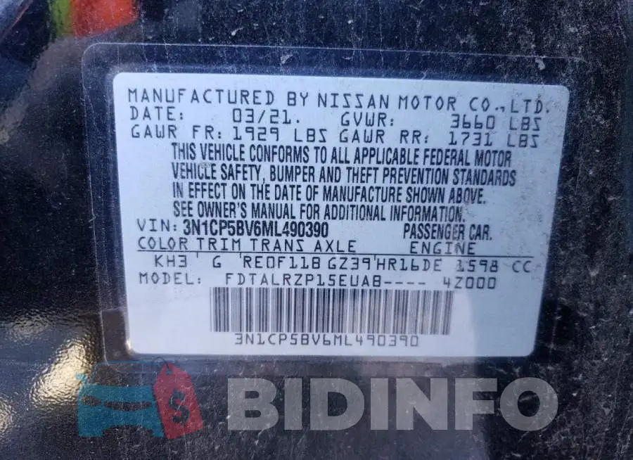 3N1CP5BV6ML490390 Photo# 13