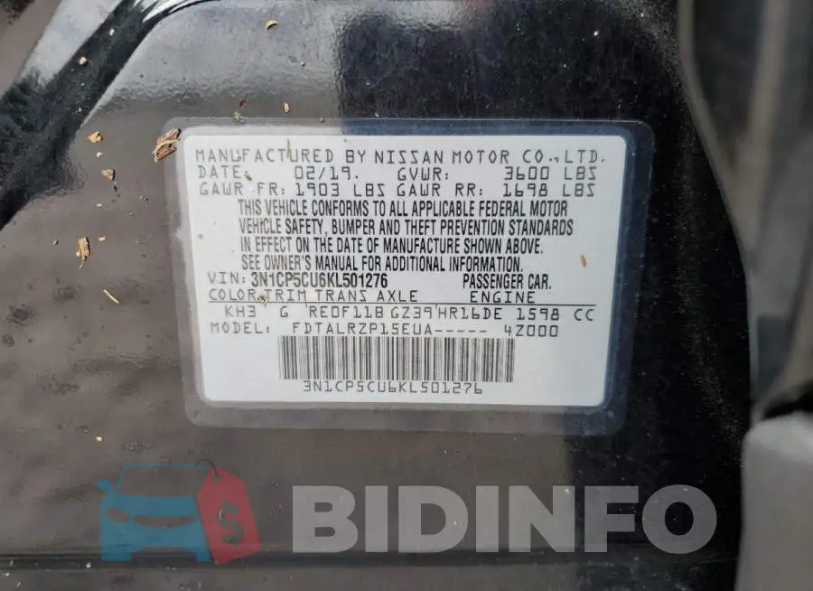 3N1CP5CU6KL501276 Photo# 10