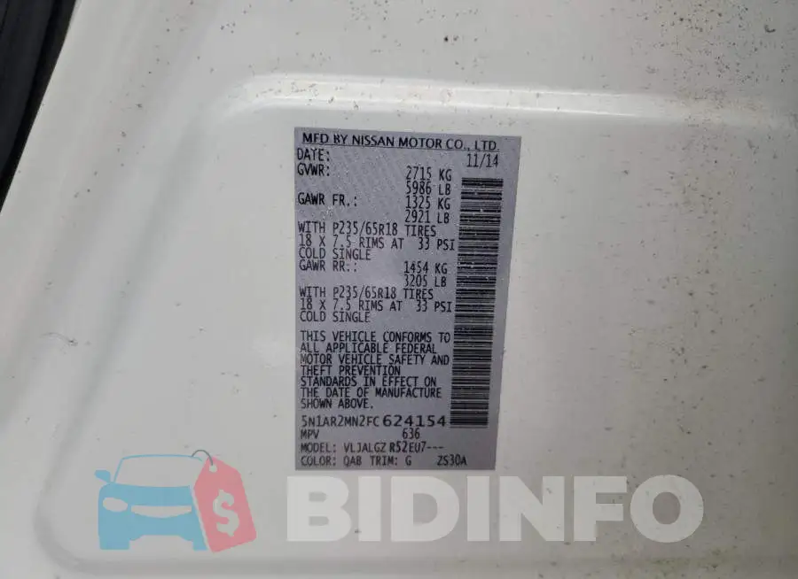 5N1AR2MN2FC624154 Photo# 13