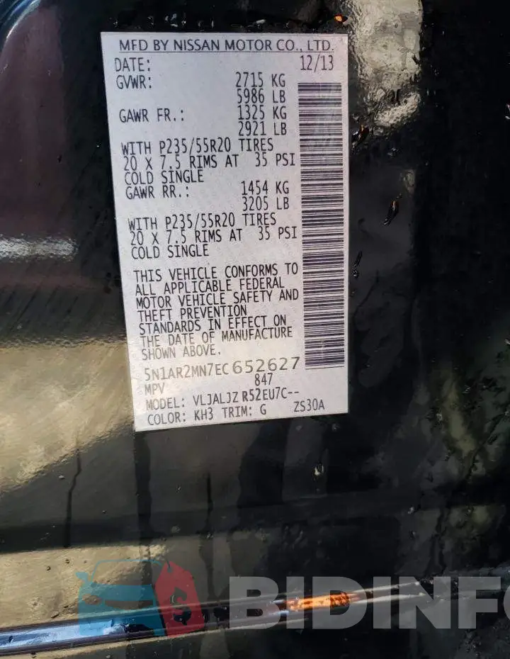5N1AR2MN7EC652627 Photo# 14