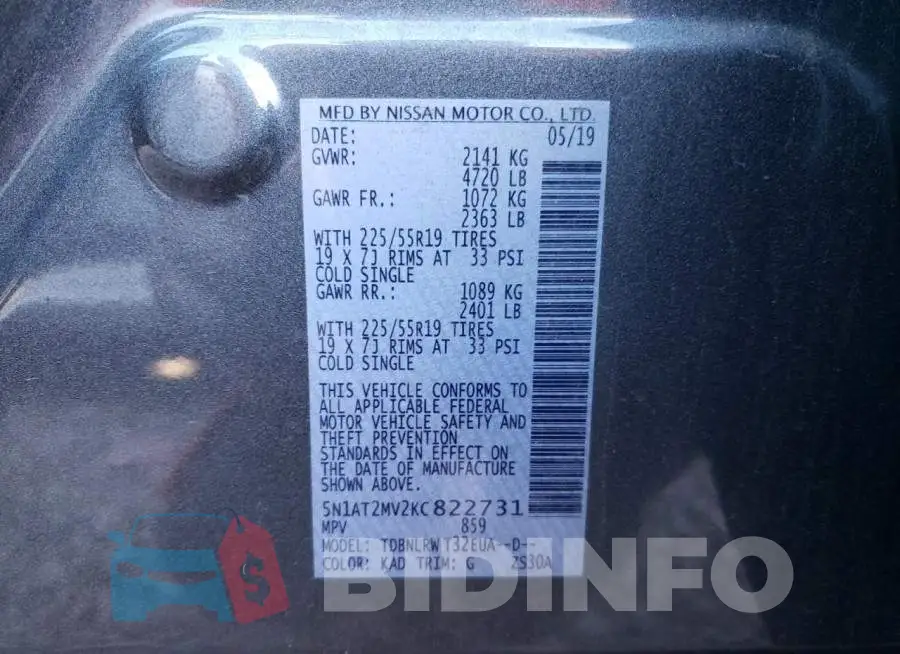 5N1AT2MV2KC822731 Photo# 10