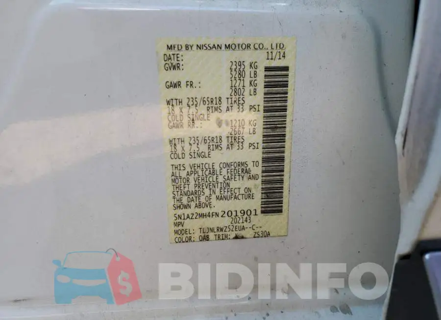 5N1AZ2MH4FN201901 Photo# 10