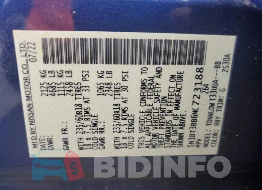 5N1BT3BB6NC723188 Photo# 10
