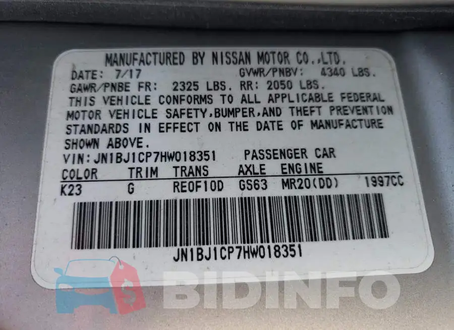 JN1BJ1CP7HW018351 Photo# 10
