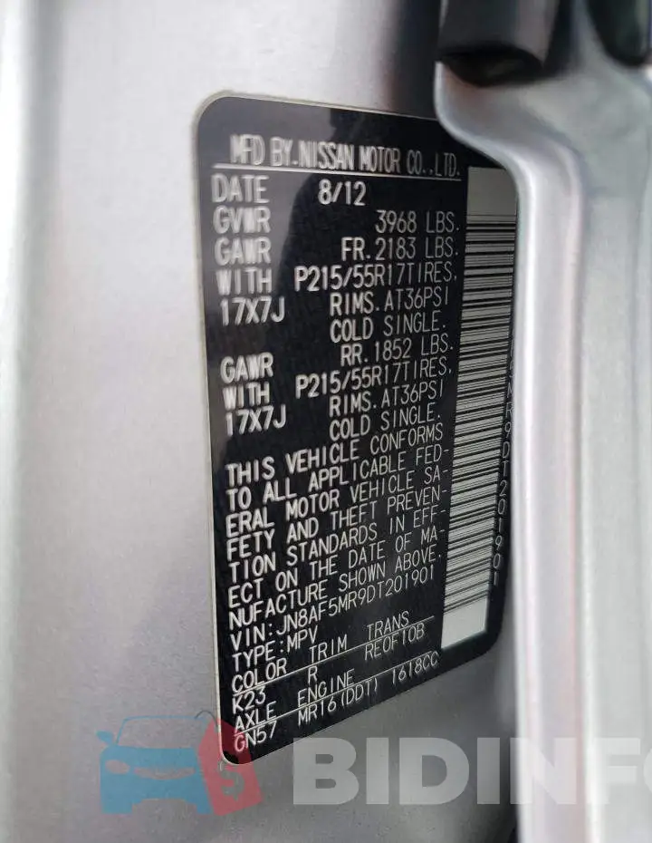 JN8AF5MR9DT201901 Photo# 10