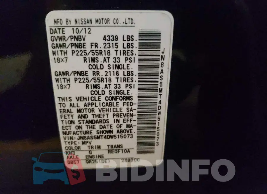 JN8AS5MT4DW515073 Photo# 10