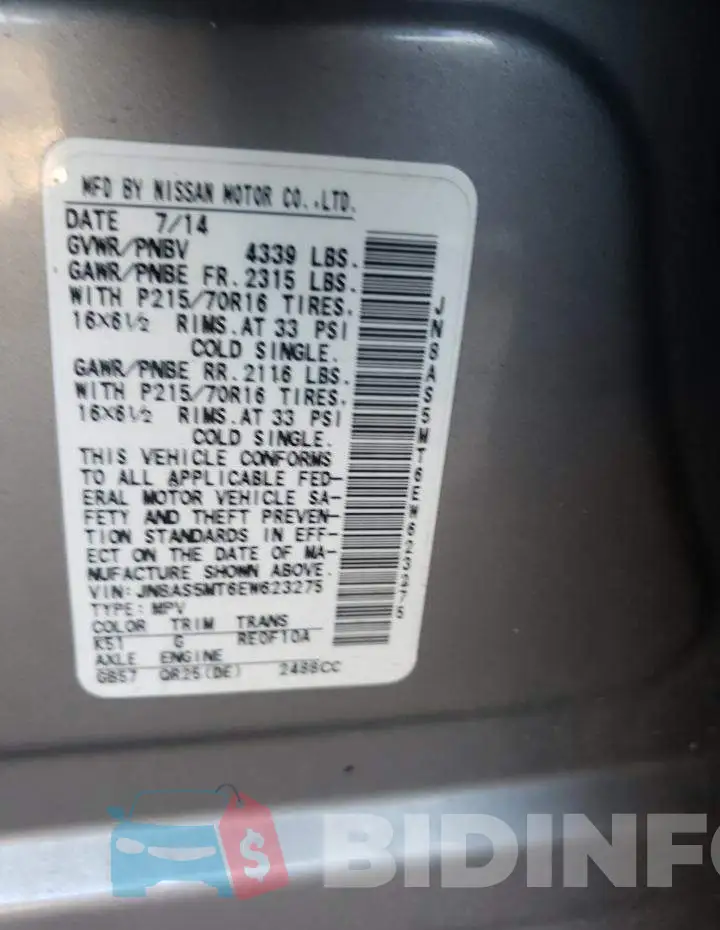 JN8AS5MT6EW623275 Photo# 10