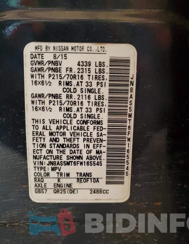 JN8AS5MT6FW165545 Photo# 10