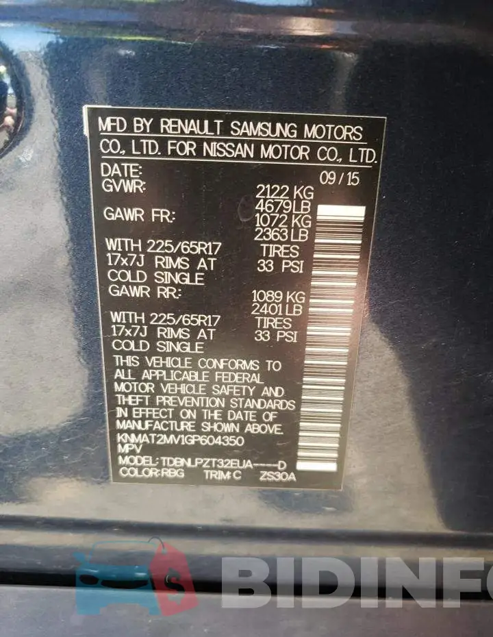 KNMAT2MV1GP604350 Photo# 10