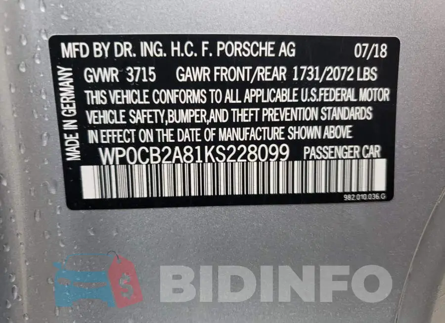 WP0CB2A81KS228099 Photo# 12