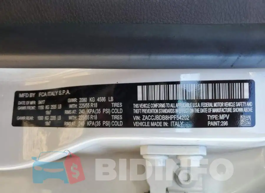 ZACCJBDB8HPF54202 Photo# 10