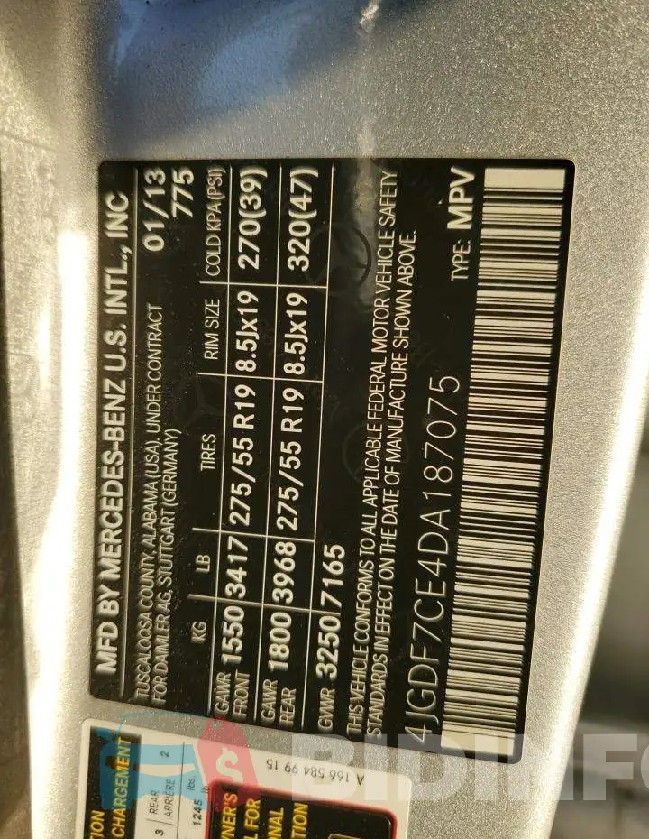 4JGDF7CE4DA187075 Photo# 14