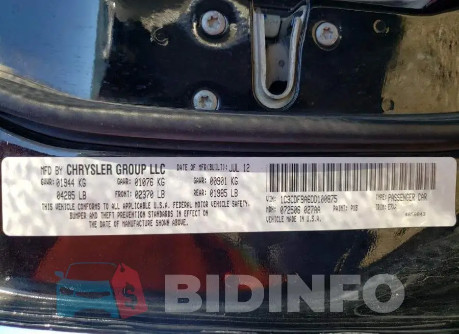 1C3CDFBA6DD100875 Photo# 10