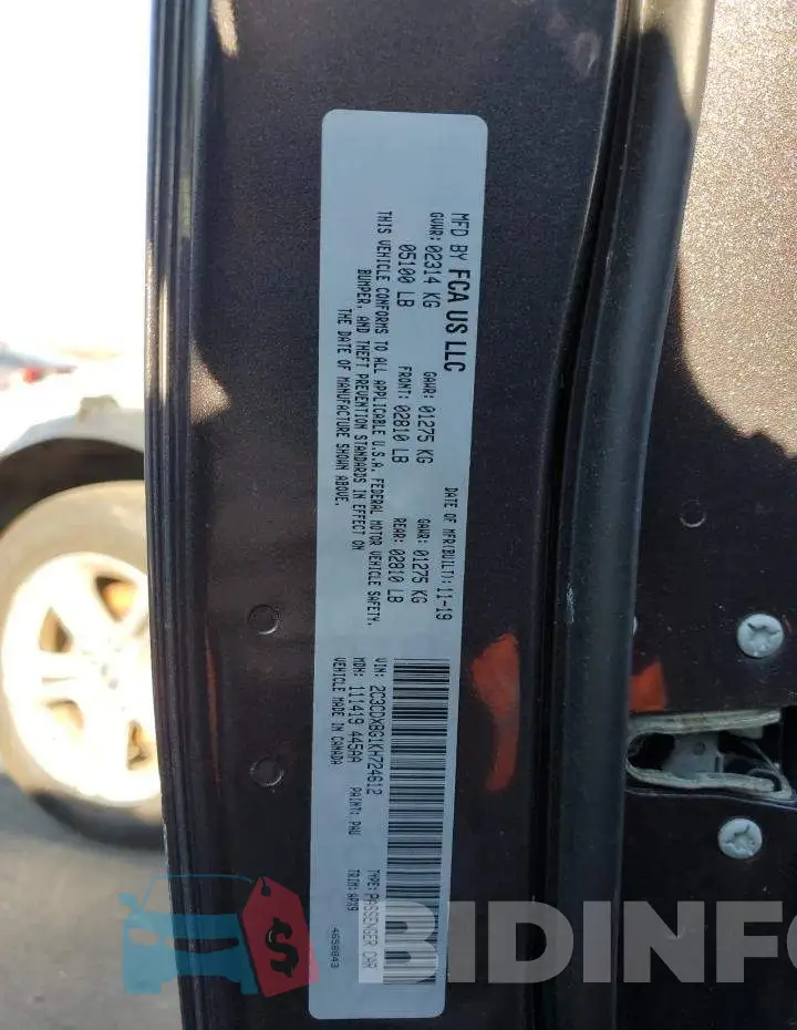 2C3CDXBG1KH724612 Photo# 13