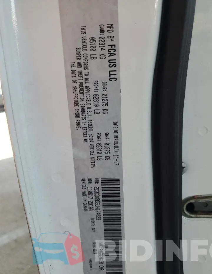 2C3CDXBG5JH174023 Photo# 10