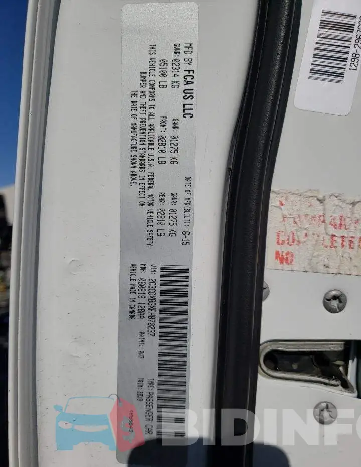2C3CDXBGXFH870237 Photo# 10