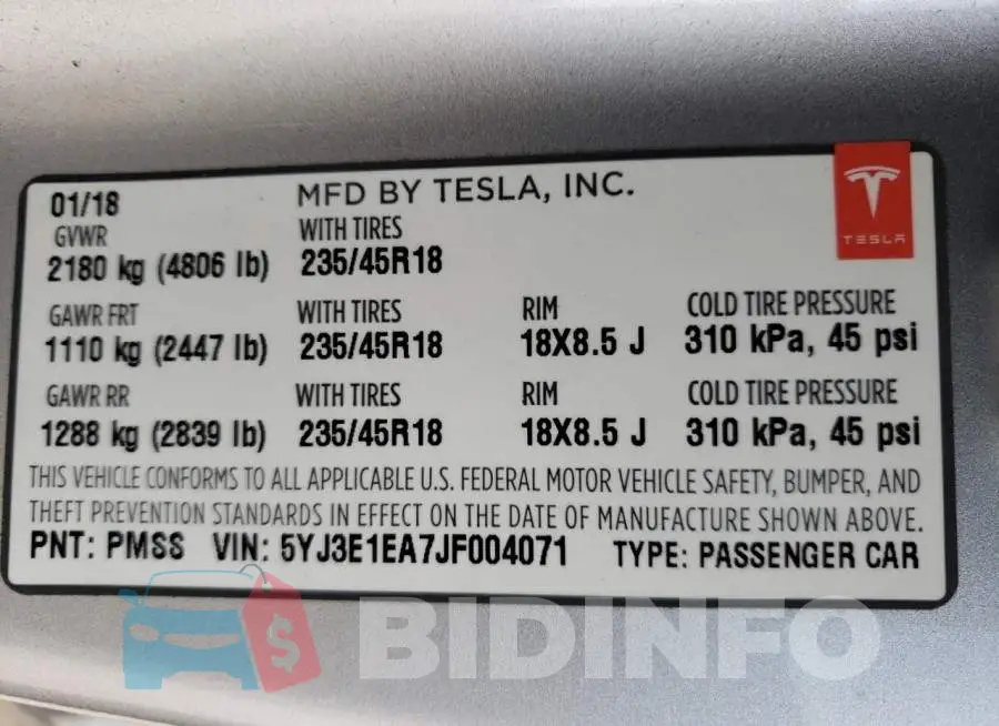 5YJ3E1EA7JF004071 Photo# 12