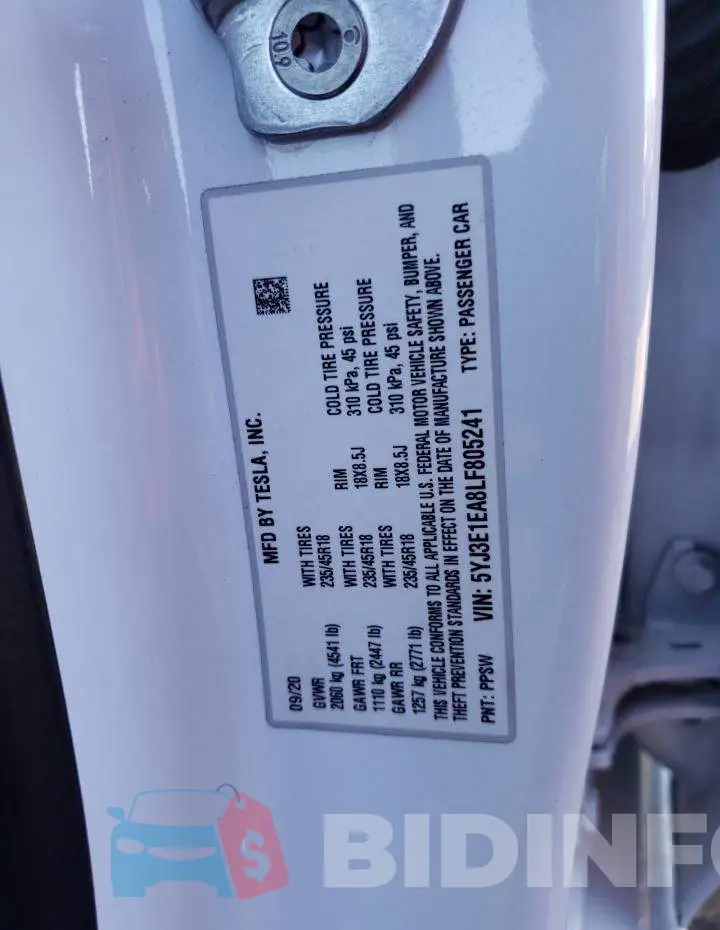 5YJ3E1EA8LF805241 Photo# 12