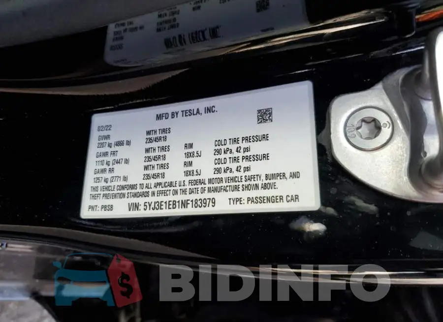 5YJ3E1EB1NF183979 Photo# 10