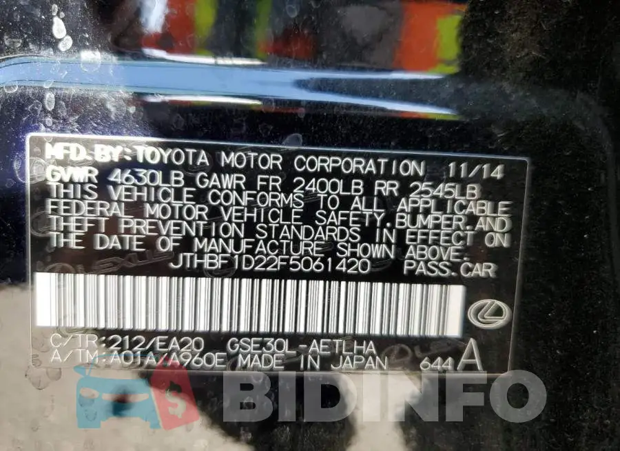 JTHBF1D22F5061420 Photo# 10