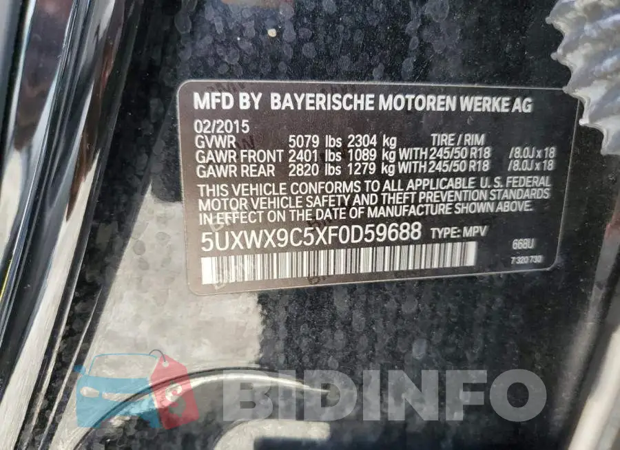 5UXWX9C5XF0D59688 Photo# 13