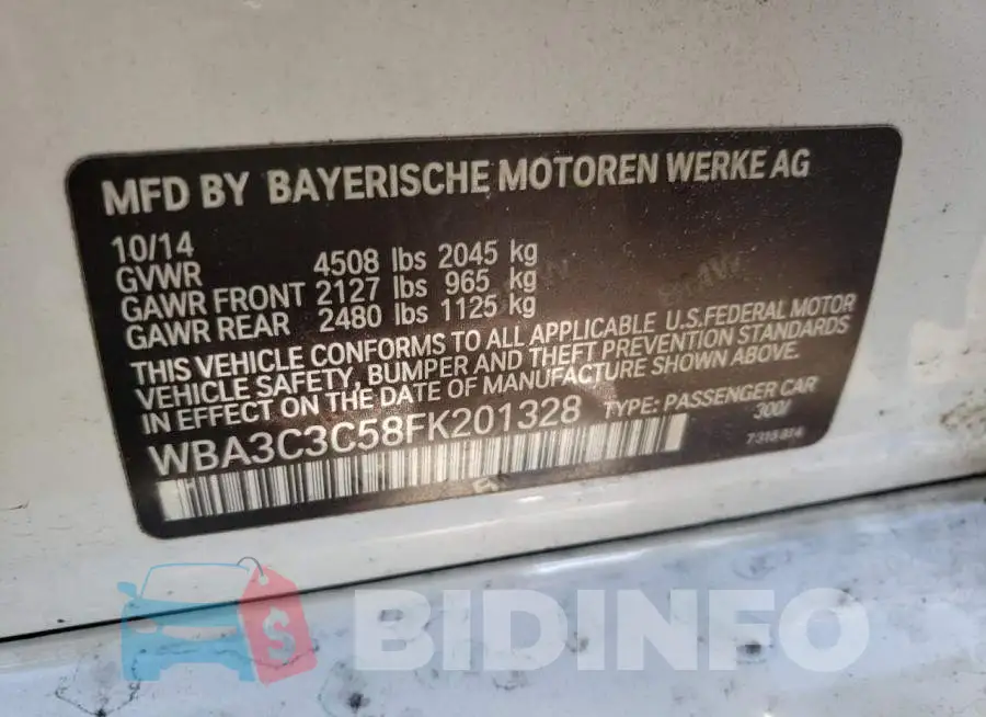 WBA3C3C58FK201328 Photo# 10