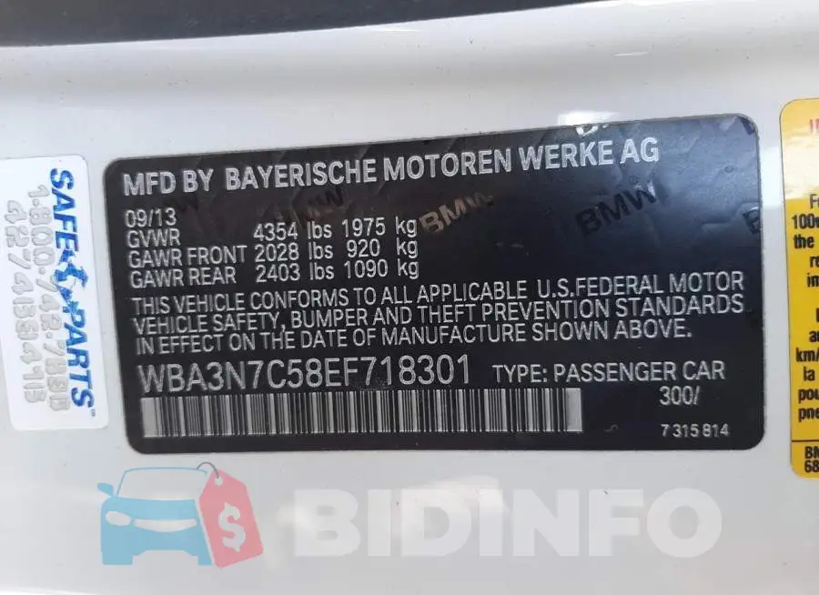 WBA3N7C58EF718301 Photo# 10