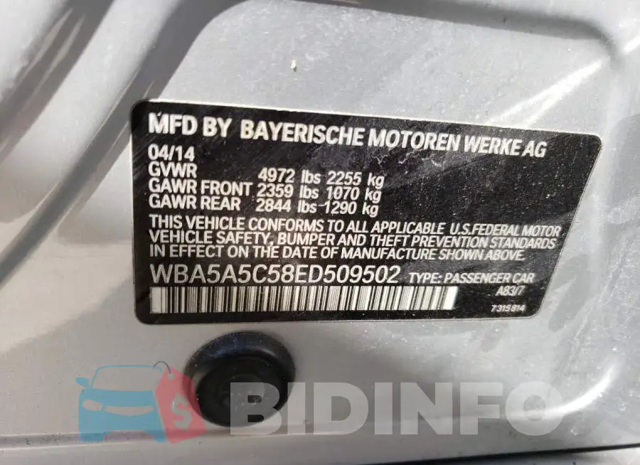 WBA5A5C58ED509502 Photo# 10