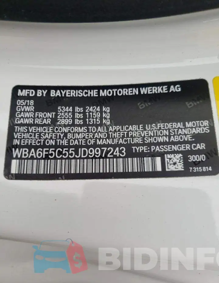 WBA6F5C55JD997243 Photo# 12