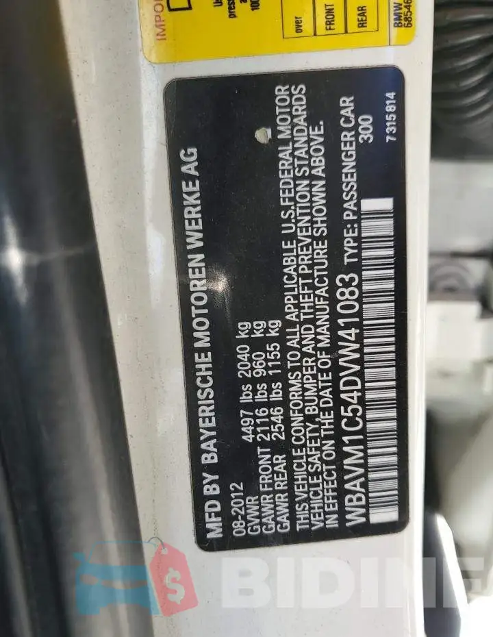 WBAVM1C54DVW41083 Photo# 12