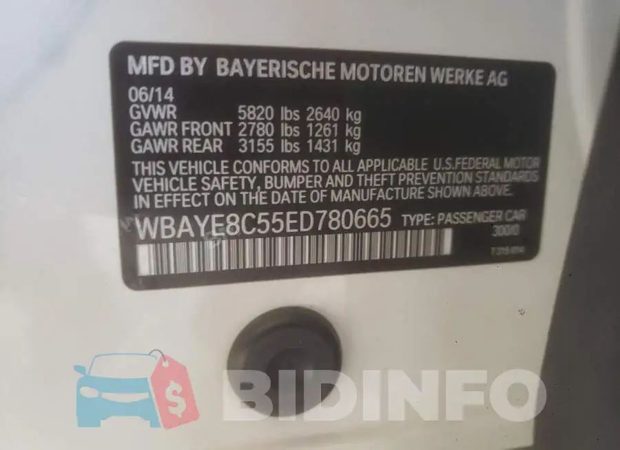WBAYE8C55ED780665 Photo# 12