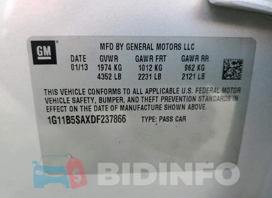 1G11B5SAXDF237866 Photo# 10