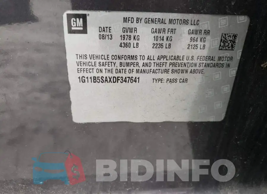 1G11B5SAXDF347641 Photo# 12