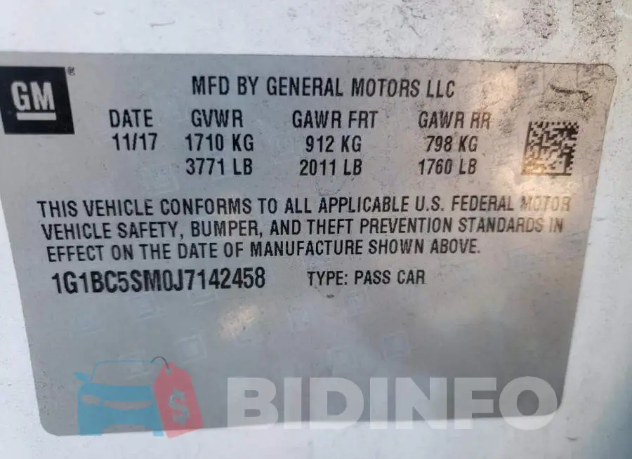 1G1BC5SM0J7142458 Photo# 10