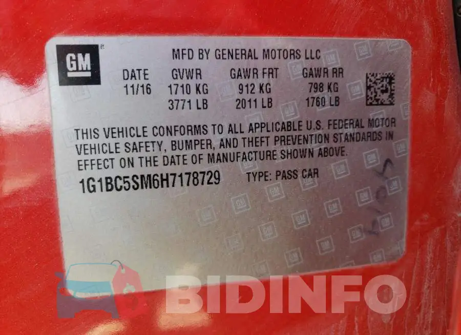 1G1BC5SM6H7178729 Photo# 13