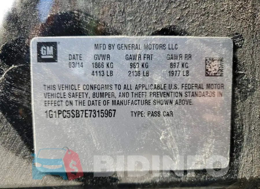 1G1PC5SB7E7315967 Photo# 10