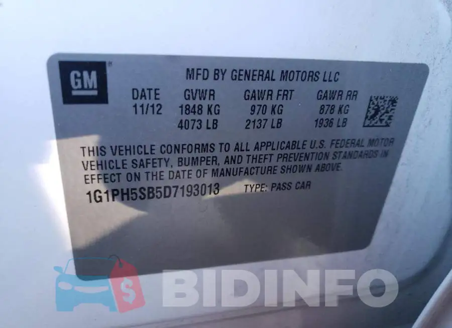 1G1PH5SB5D7193013 Photo# 10