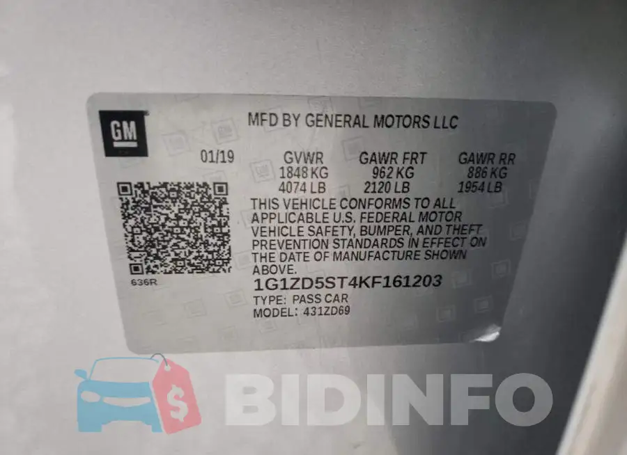 1G1ZD5ST4KF161203 Photo# 10