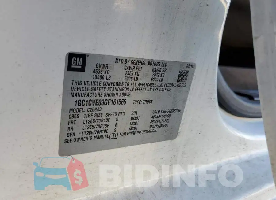 1GC1CVE88GF161565 Photo# 12