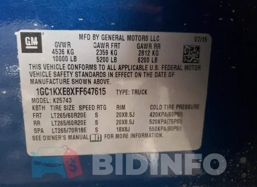 1GC1KXE8XFF647615 Photo# 12