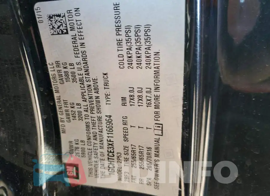 1GCHTCE3XF1166964 Photo# 10