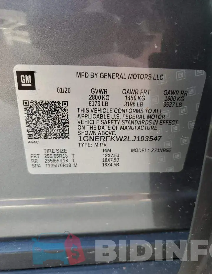 1GNERFKW2LJ193547 Photo# 14