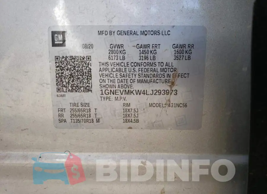 1GNEVMKW4LJ293973 Photo# 10