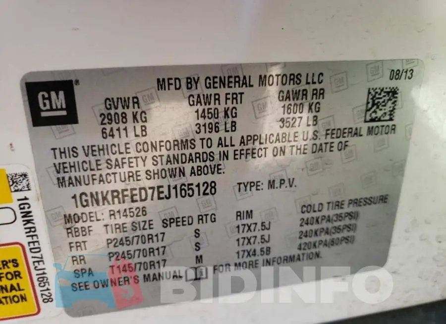 1GNKRFED7EJ165128 Photo# 10